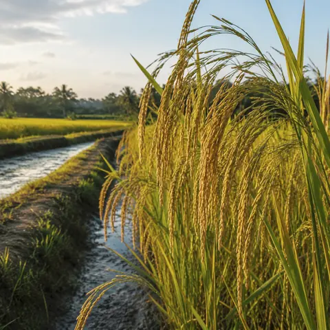 Long Grain Rice crop in an original farming simulation scene