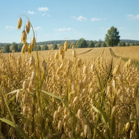 Oat crop in an original farming simulation scene